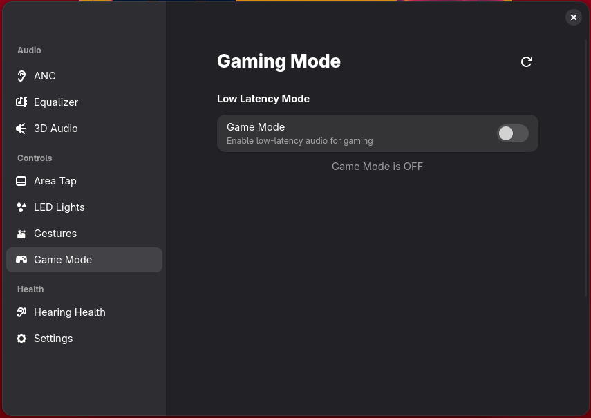 Game mode screen